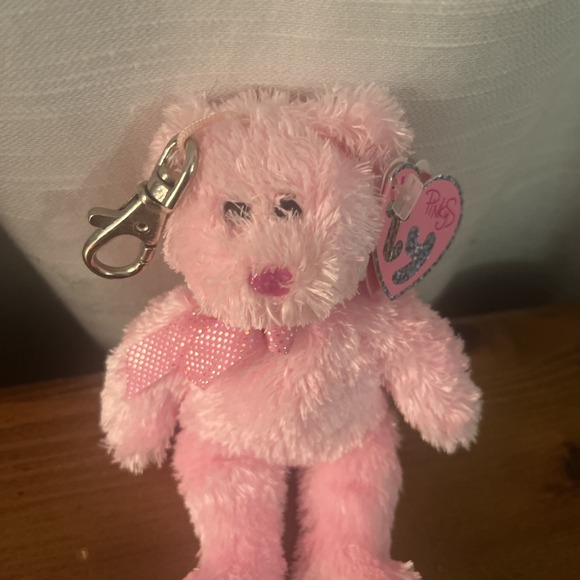Ty Pinkys Dazzler Key Clip Pink Bear (Metal Clip)‎ - Picture 2 of 7